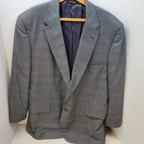 H Freeman Hunt Club Clothiers Grey Glen Check Blazer Men 48R Quiet Luxury Preppy